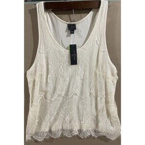 WORTHINGTON Off white Lace Shell Sleeveless  Blouse Top Women's Size 1X NWT